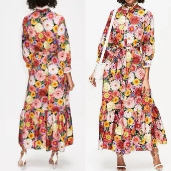 BORGO DE NOR Floral Button Down Belted Cotton Midi Dress Sz 6 - Picture 1 of 9